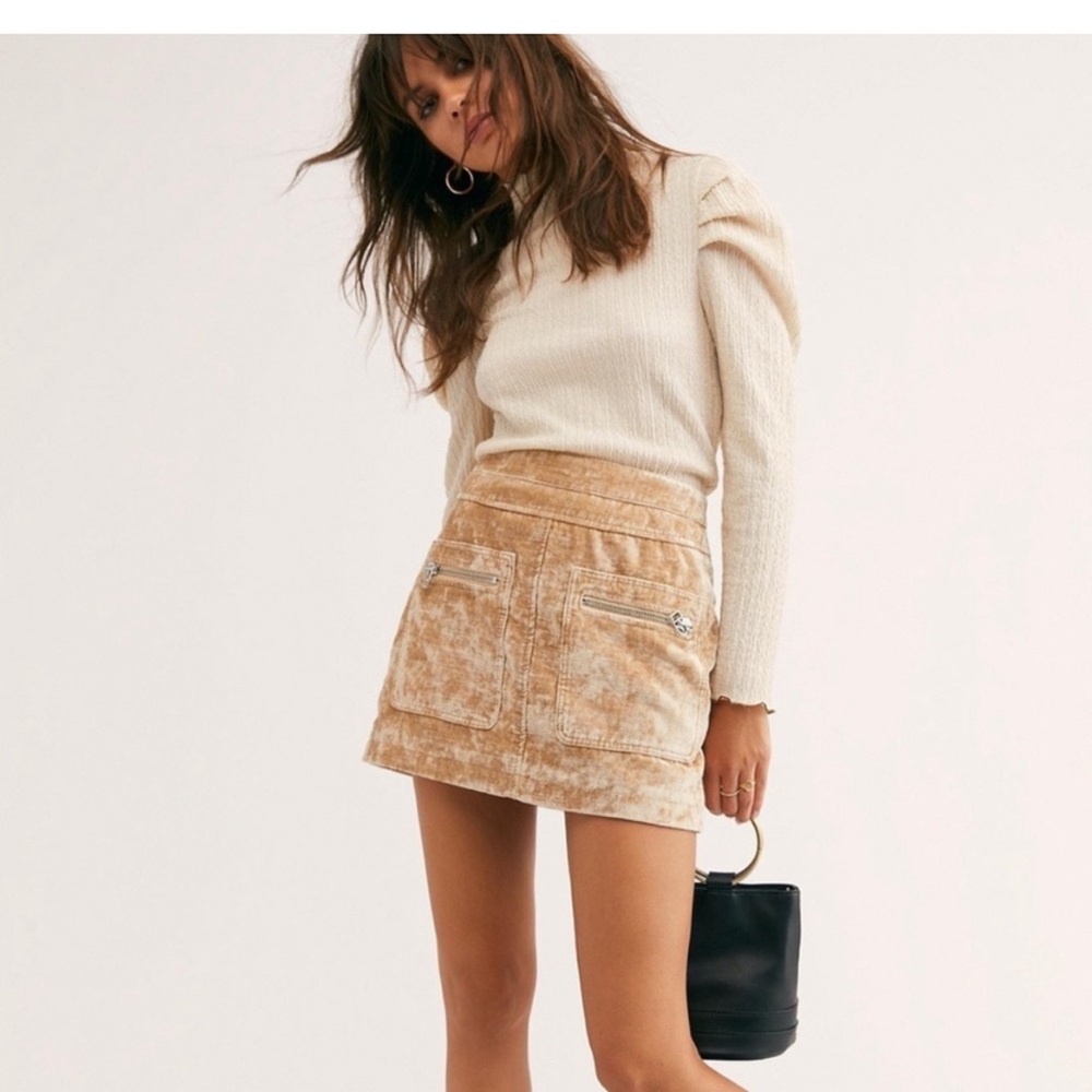 Free People‎ Crushed Velvet Skirt size 0 EUC